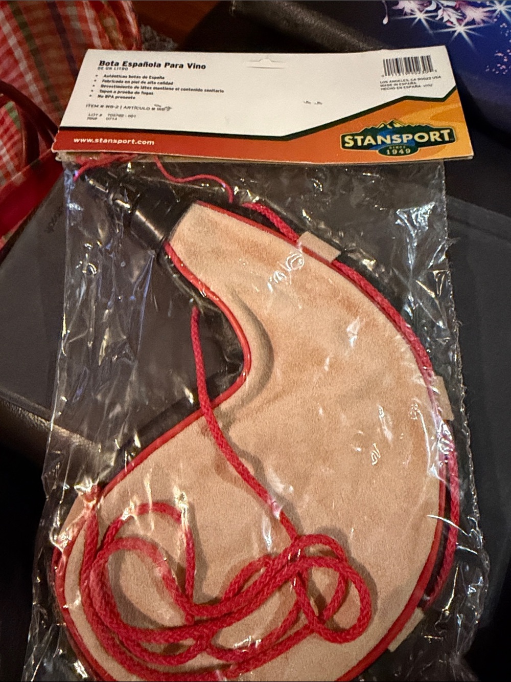 Red Suede Handheld Wine Pourer Bota Bag